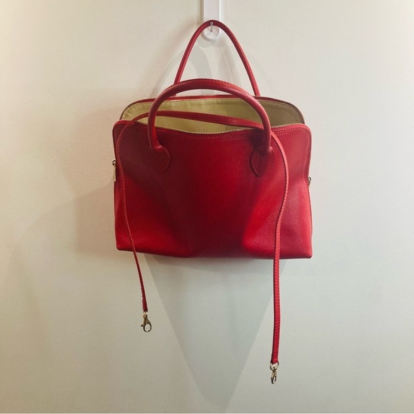 HANDBAG Satchel Leather Made in  Italy Main Compartment and Inside Zipper Pocket - Picture 5 of 11